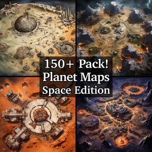 Pacchetto mappe di battaglia ispirato allo spazio, pacchetto di oltre 150 veicoli spaziali Mappe per giochi di ruolo ad alto dettaglio, Dungeons and Dragons, Avventura RPG, Terreno planetario