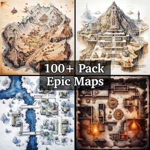 Epische Kampfkarten, 100+ Pack Bundle mit hochauflösenden Rollenspielkarten, Dungeons und Drachen, RPG-Abenteuerkarten, verschiedenen lebendigen Terrains