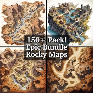 Cartes des batailles rocheuses, lot de plus de 150 cartes de jeux de rôle détaillées, Donjons et dragons, cartes de jeux de rôle, terrains rocheux bruns