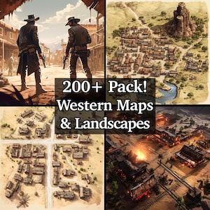 Mapas de batalha do oeste selvagem e paisagens imersivas, mais de 200 pacotes de mapas de batalha de RPG de alto detalhe, Dungeons and Dragons, mapas ocidentais de RPG
