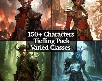 150+ Tiefling Race Bundle, PNG Tiefling Collection, Varied Classes of Tieflings, Dungeons and Dragons, Epic Character Collection, TTRPG RPG