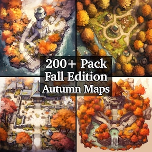 Pacote de mapas de batalha outono outono, mais de 200 pacotes de mapas de RPG de alto detalhe, Dungeons and Dragons, aventura de RPG, terrenos de outono vibrantes
