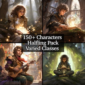 150+ Halfling-racebundel, PNG Halfling-collectie, gevarieerde klassen van Halflings, Dungeons and Dragons, epische karakterverzameling, TTRPG RPG