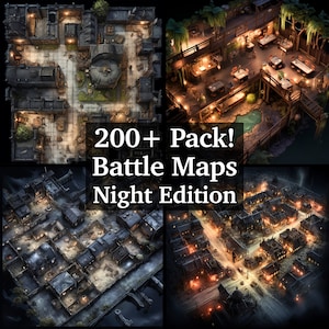 Battle Map Bundle, Night Maps Edition, 200+ Pack mit High Detail Role Playing Maps, Dungeons and Dragons, RPG Maps, Dark & Spooky Terrains