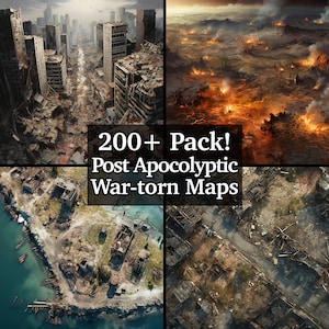200+ War-zerrissene, Apokalyptische Schlachtfeldkarten, Bundle aus Iso & Rollenspielkarten, Dungeons and Dragons, RPG-Karten, Variety Terrains