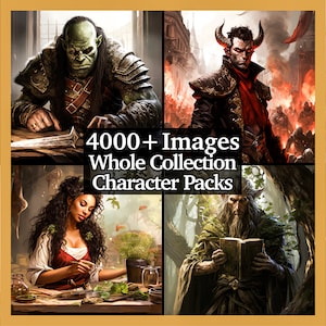 Paquete de colección de más de 4000 personajes, acceso a toda la tienda, DND RPG y TTRPG, mazmorras y dragones, variedad de personajes únicos