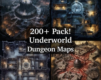 Underworld Underdark Dungeon Maps, 200+ Pack von hochdetaillierten Rollenspiel-Battle Maps, Dungeons and Dragons, RPG Maps, Unterweltkarten