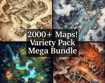 Ultimate Variety Map Bundle, 2000+ Pack Bundle of Role Playing Maps, Dungeons and Dragons, RPG Battle Maps, Different Terrains & Backgrounds
