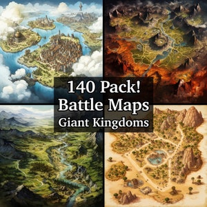 Pacote de mapas de batalha, mapas do reino em grande escala, pacote de 140 mapas de RPG de alto detalhe, Dungeons and Dragons, aventura de RPG, vastos terrenos