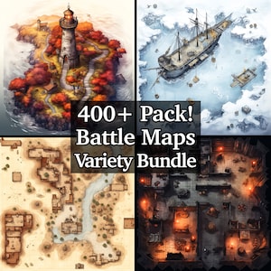 Pacote de mapas variados, pacote de mais de 400 pacotes de mapas de RPG de alto detalhe, Dungeons and Dragons, mapas de batalha de jogos de RPG, terrenos diferentes
