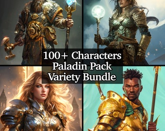 Plus de 100 fichiers Paladin Class Pack Bundle, PNG Paladin Collection, fichiers variés de personnages Paladin, Dnd TTPRG PRG, Epic Paladin Bundle, fichier numérique