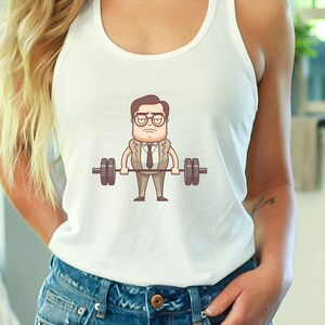 Cartoon Dwight, Weightlifting Dwight, Funny Dwight PNG SVG, Barbells & Beets, Dunder Muscle, Custom Illustration, Handdrawn Parody Graphic image 4