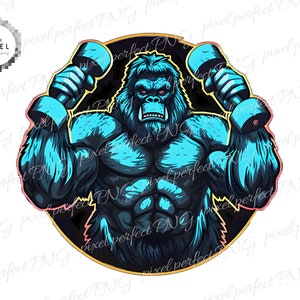 Digital Download, Gym Bro Bigfoot PNG, Funny Bigfoot the Gym Rat Design, sasquatch png, yeti png, instant download, high quality image