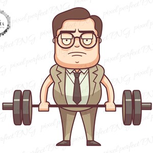 Cartoon Dwight, Weightlifting Dwight, Funny Dwight PNG SVG, Barbells & Beets, Dunder Muscle, Custom Illustration, Handdrawn Parody Graphic image 1