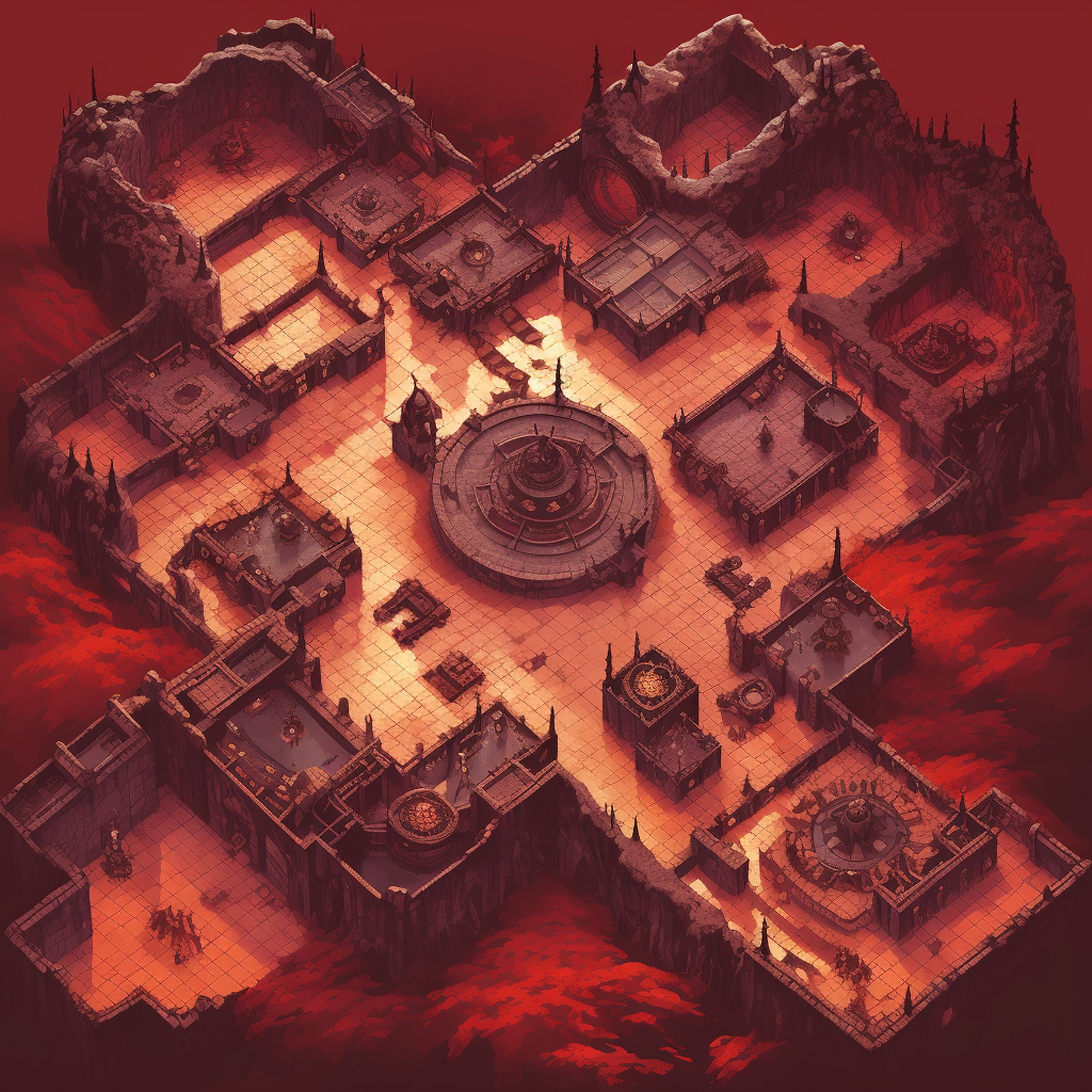Red Battle Maps, 35+ Pack Bundle of High Detail Crimson Grungy Role ...