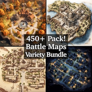 Pacote de mapas variados, pacote de mais de 450 pacotes de mapas de RPG de alto detalhe, Dungeons and Dragons, mapas de batalha de jogos de RPG, terrenos diferentes