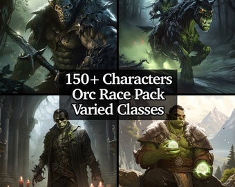 150+ Orc Race Bundle, PNG Orc Collection, Varied Classes of Orcs, Dungeons and Dragons, Epic Character Collection of Orcs, TTRPG RPG dnd