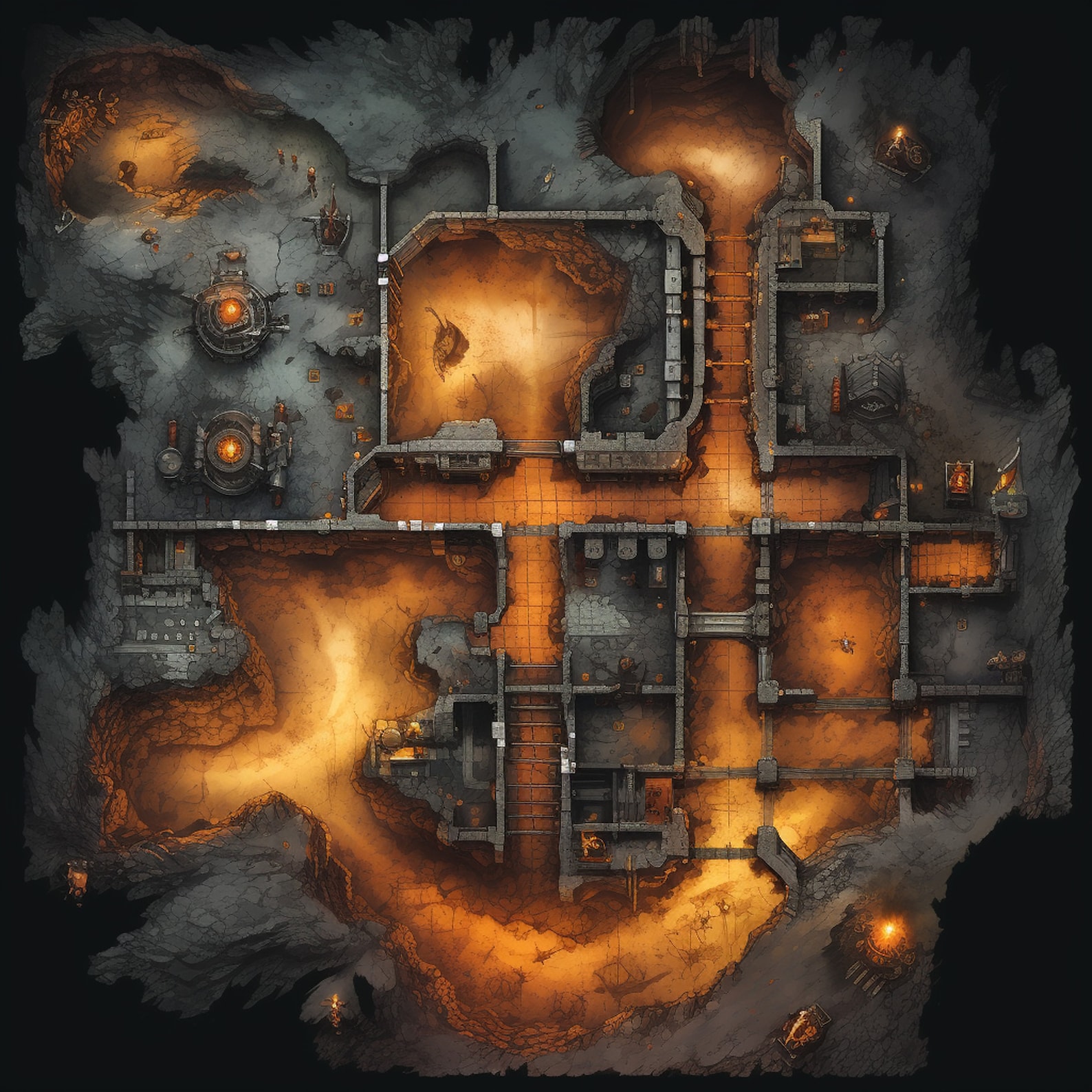 Dungeon Battle Maps, 100+ Pack of Dungeon, Lava, & Underground Maps ...