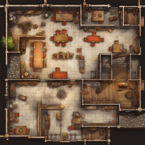 Cartes de bataille de taverne, lot de plus de 250 cartes de bataille de jeu de rôle détaillées, Donjons et dragons, cartes RPG, diverses cartes RPG de taverne image 10