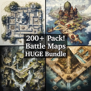 Pacote enorme de mapas de batalha, pacote de mais de 200 pacotes de mapas de RPG de alto detalhe, Dungeons and Dragons, aventura de RPG, terrenos vibrantes