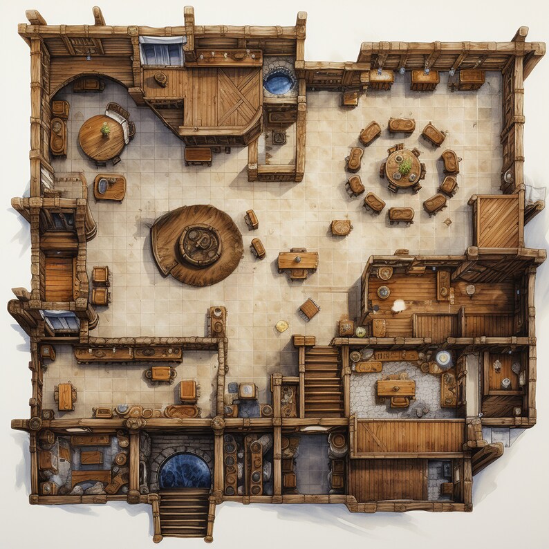 Cartes de bataille de taverne, lot de plus de 250 cartes de bataille de jeu de rôle détaillées, Donjons et dragons, cartes RPG, diverses cartes RPG de taverne image 2