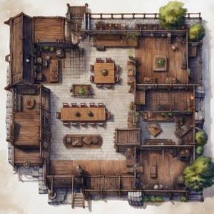 Cartes de bataille de taverne, lot de plus de 250 cartes de bataille de jeu de rôle détaillées, Donjons et dragons, cartes RPG, diverses cartes RPG de taverne image 4