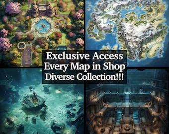 Lot de cartes de bataille et de scènes d'arrière-plan, accès à toute la boutique, plus de 30 000 cartes, cartes de jeux de rôle, donjons et dragons, cartes RPG éclatantes