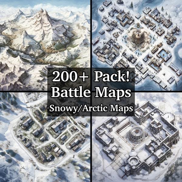 Pacchetto mappe battaglia innevata, pacchetto neve e artico, pacchetto di oltre 200 mappe per giochi di ruolo altamente dettagliate, Dungeons and Dragons, mappe RPG, terreni invernali