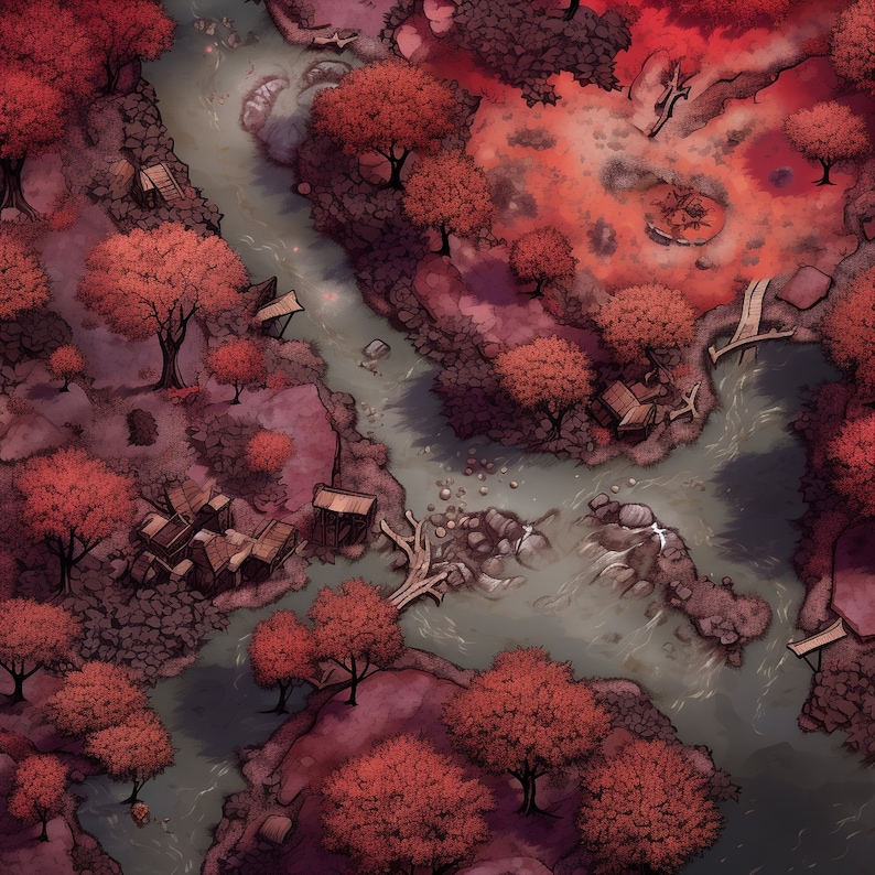 Red Battle Maps, 35+ Pack Bundle of High Detail Crimson Grungy Role ...