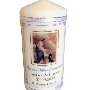 Personalised Boys First Holy Communion candle