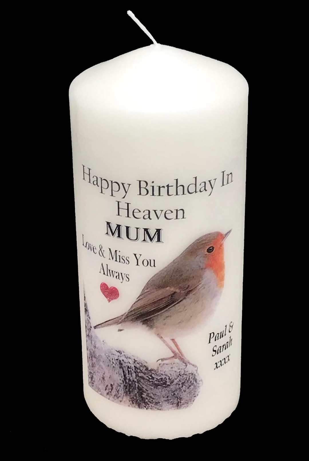 Robin Personalised Memorial Birthday Candle Funeral Remembrance ...
