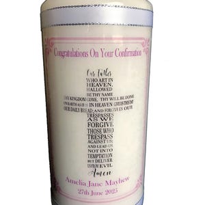 The Lord&#39;s Prayer Girls 1st Holy Communion Candle Personalised Gift by Cellini Candles