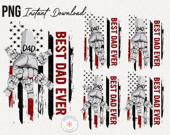 Father's Day Fist Bump Set, Father's Day Design, Baby Toddler Kid Dad Fist Bump Png, Customized name Family Png, Best Dad Ever Png