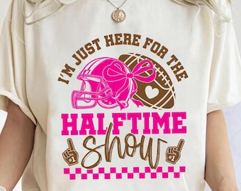I'm Just Here For Halftime Show Svg Png, Retro Team Halftime PNG SVG, Team Halftime, Retro Checkered Coquette Varsity Football