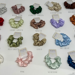 Pure Mulberry Silk Scrunchies 100% Mulberry silk 22 momme Classic Luxury hairband hair bobble. Hair ties Scrunchie set