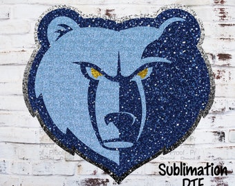 Glitter Grizzly face sublimation. DTF. Digital file.instant download.sports fan.basketball