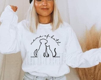 Mamá de ambas camiseta unisex Softstyle. Camiseta de manga corta con diseño de perro gato, mamá, idea de regalo para el día de la madre.