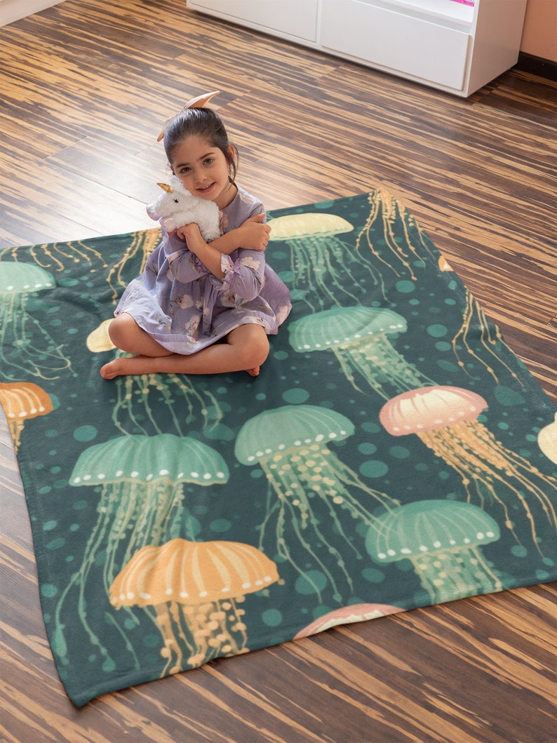 Cartoon Jellyfish Print Pattern Blanket