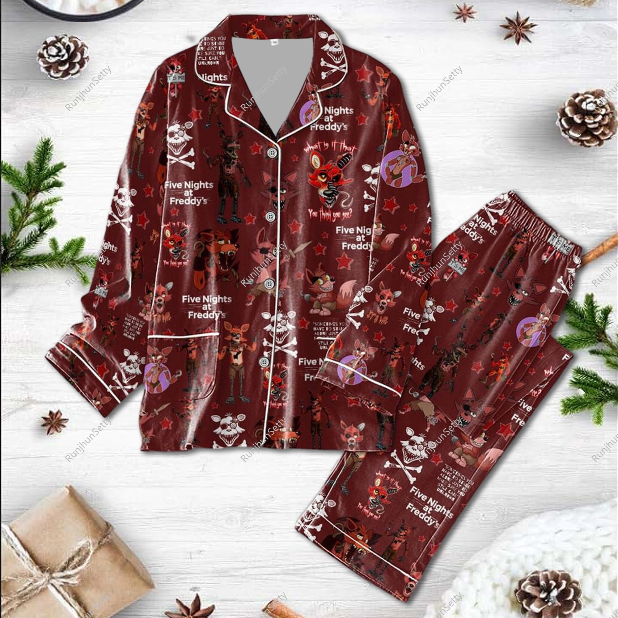 Discover Christmas Five Nights At Freddy Pajamas Set, 5NAF Pyjamas, Five Nights At Freddy Video Game Thick Pajamas, Phantom Freddy Women Pajamas Set