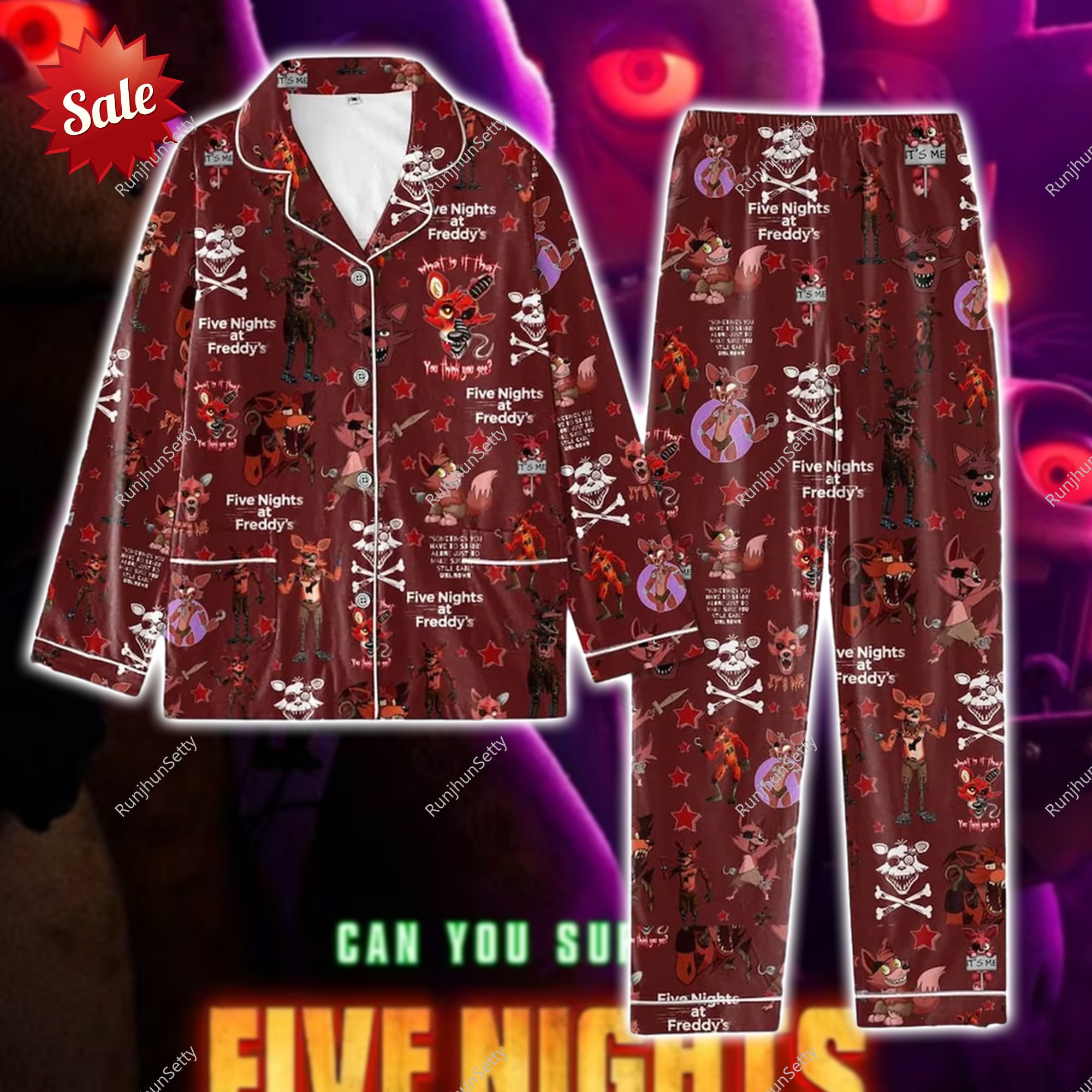 Discover Five Nights At Freddy Christmas Pajamas Set,Five Nights At Freddy Video Game Thick Pajamas, 5NAF Pyjamas, Phantom Freddy Women Pajamas Set
