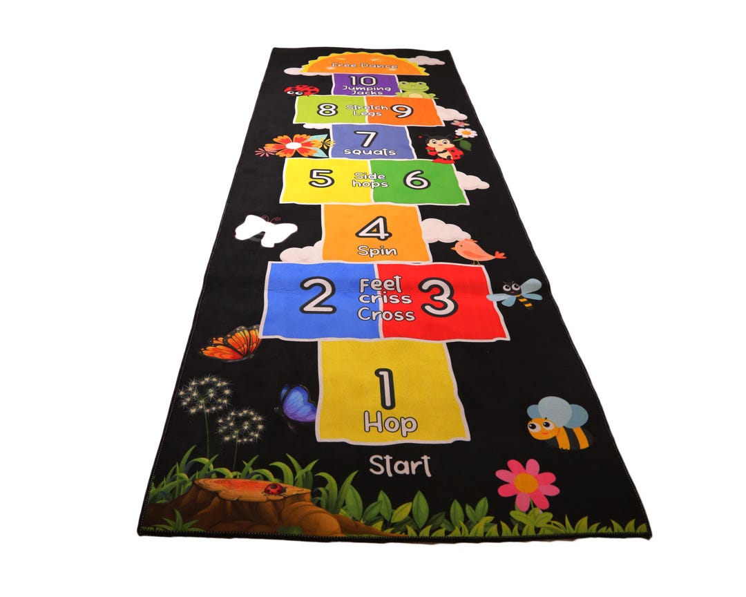 Insect Rug Children Hopscotch Rug: Kids Playroom Rug With Insects & Flowers - Etsy