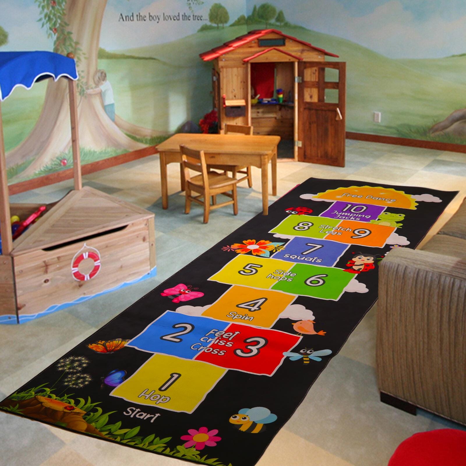 Insect Rug Children Hopscotch Rug: Kids Playroom Rug With Insects & Flowers - Etsy