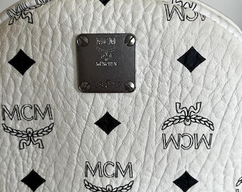Authentic MCM Stark Visetos Studs Small Backpack | White  display picture 1