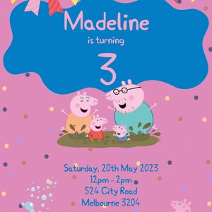 Peppa Pig Inspired Birthday Invitation, Peppa Themed, Digital Birthday ...