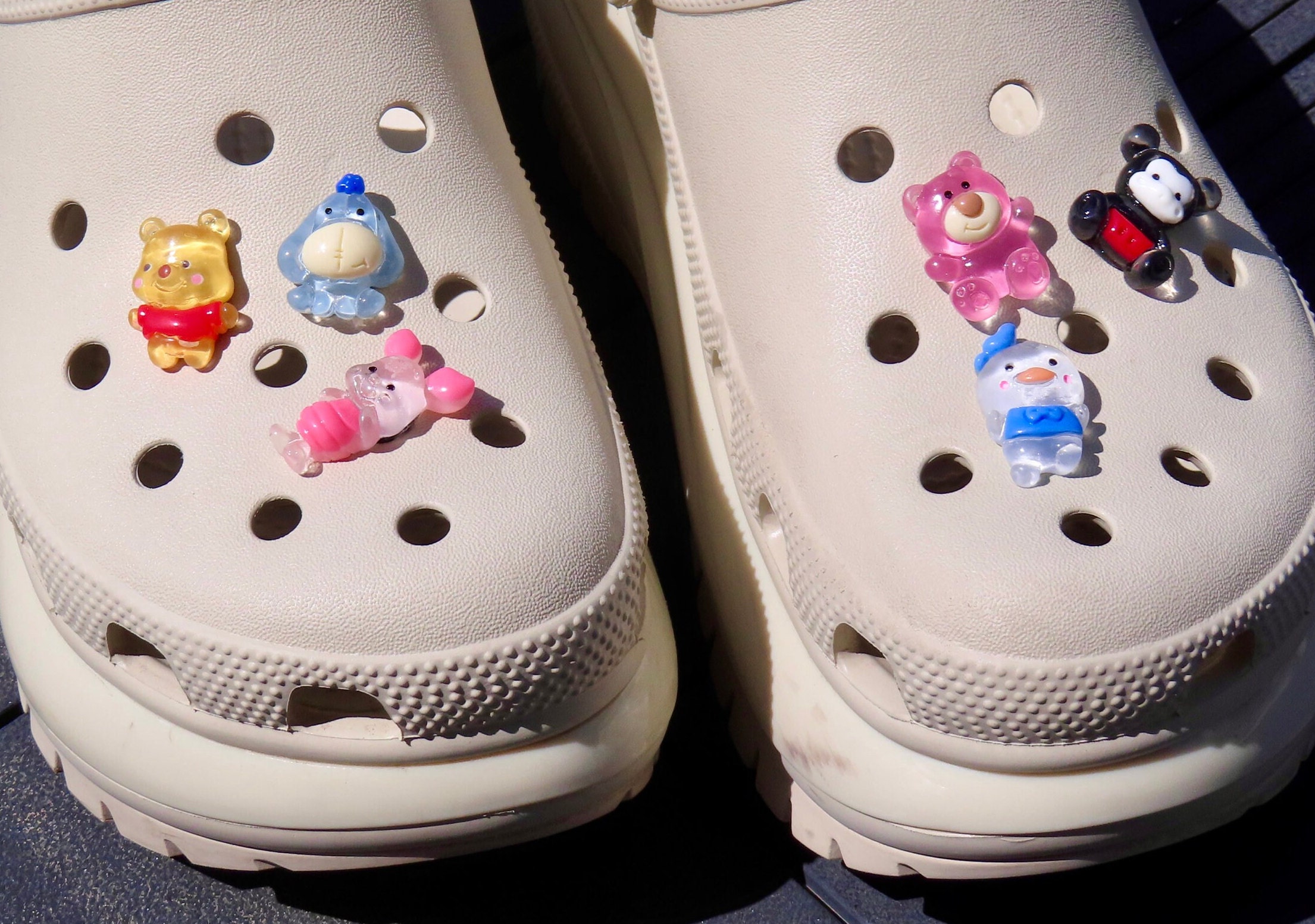 2 Winnie The Pooh Face Shoe Charms For Crocs & Jibbitz Wristbands:  : Fashion