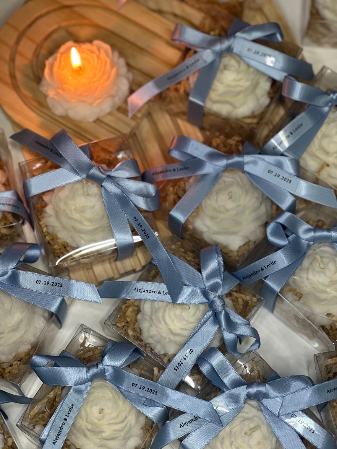 Peony Wedding Favor Candle – Personalized Soy Wax Flower With Box ...
