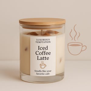 Candela al caffè freddo e latte – Profumo da caffetteria – Candela di soia con cubetti di ghiaccio in cera gel – Regalo per baristi – Regalo per amanti del caffè – Caffè realistico