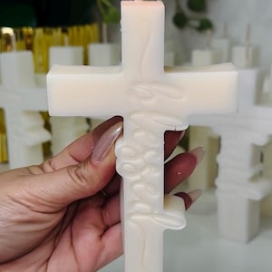 Vela de Bautizo en Forma de Cruz – Recuerdos para Bautizo Niño o Niña – Cross Candle Favors – Souvenirs para Baby Shower Religioso