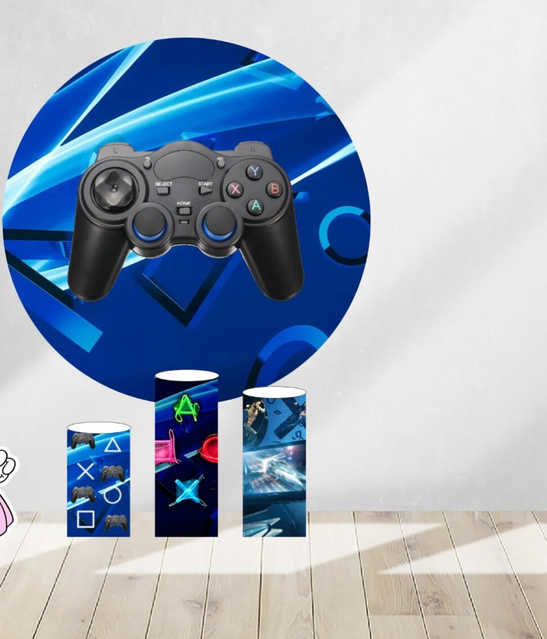 Gamer Wbackdrop Gamer Themed Vinyl Backdrop and 3 Cylinder Covers - Etsy