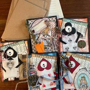 Conjunto de cartões feitos à mão Alice no País das Maravilhas nº 2